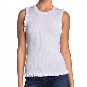 Laundry By Shelli Segal White Ruffle Trim Tank NWT